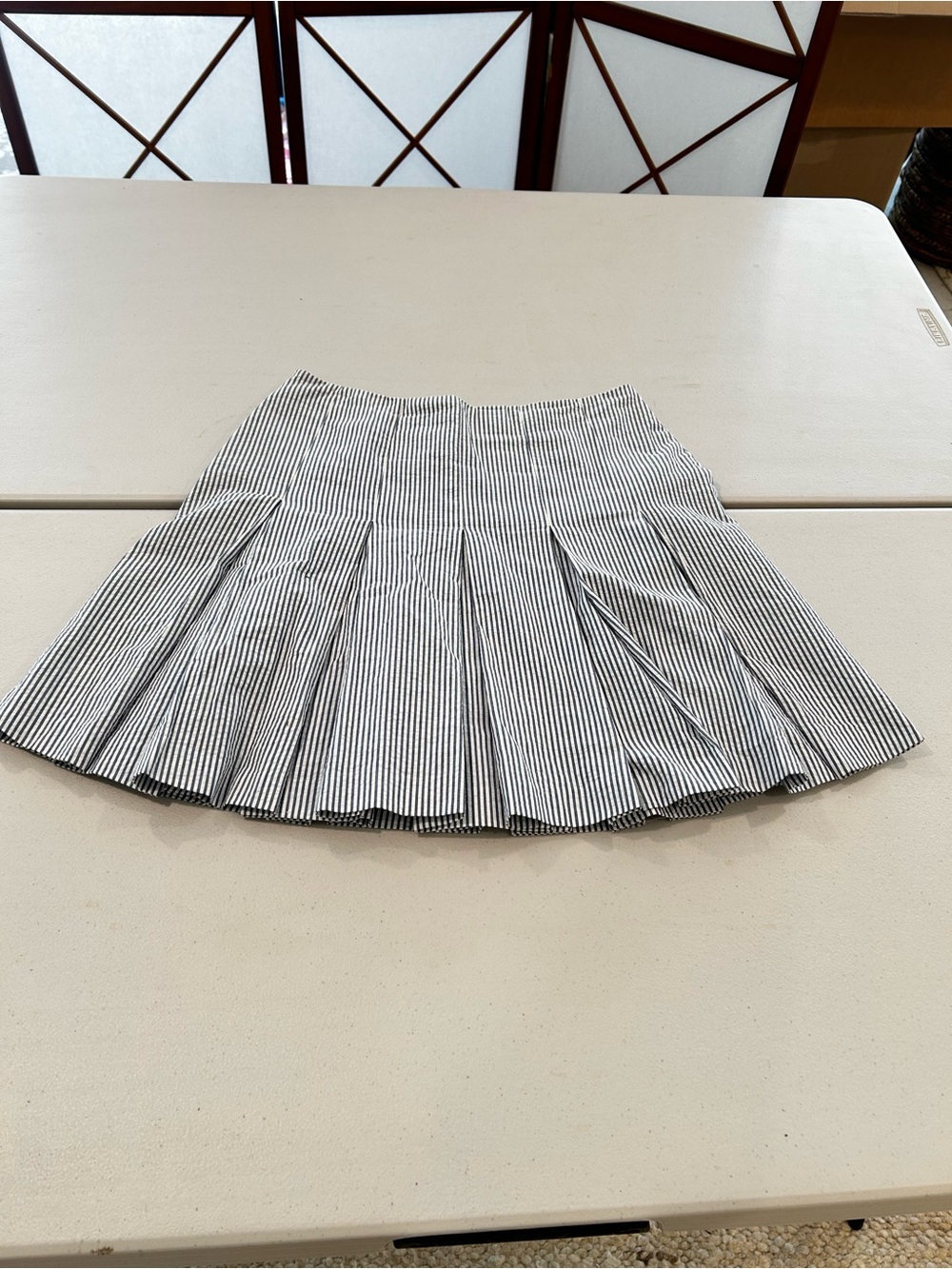 Petite Sophisticate Blue & White Striped Pleated Mini Skirt Preppy Tennis  Skirt - Picture 2 of 6